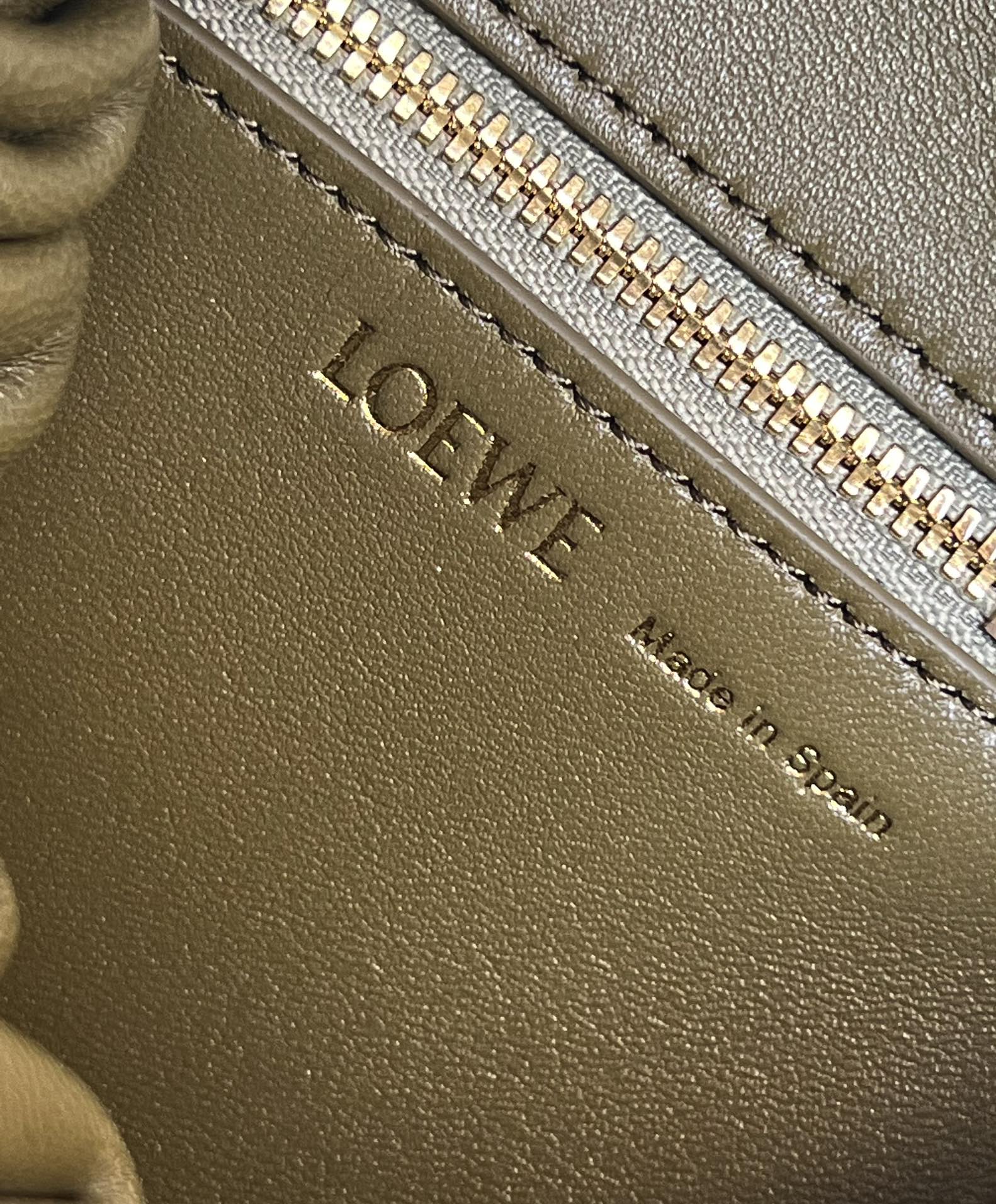 Loewe Small Squeeze Bag in Mellow Nappa Lambskin Dark Khaki Green